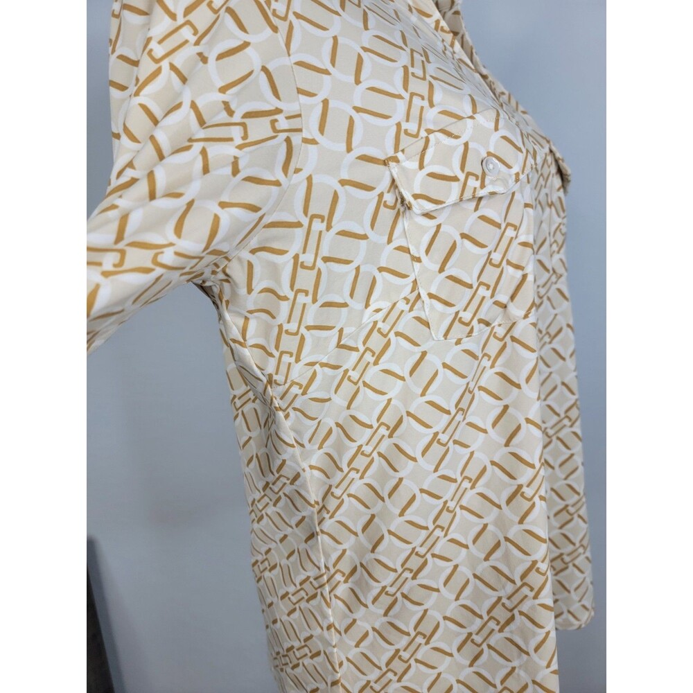 J. McLaughlin Button Down Top Size Large Chain Link 3/4 Sleeve EUC - Picture 8 of 16